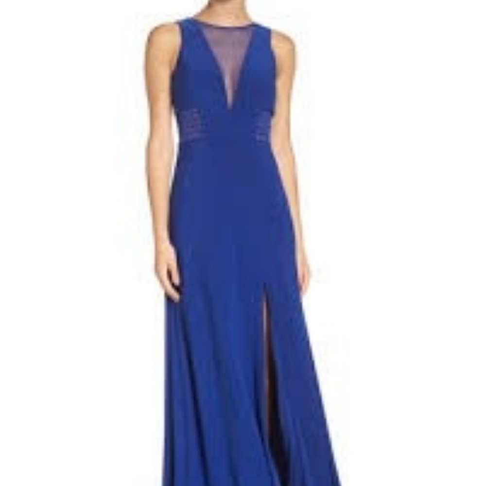 Morgan & Co Mesh Illusion Gown